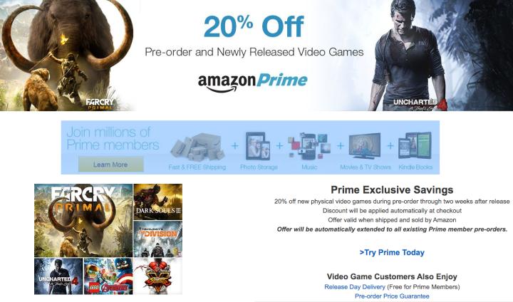amazon prime video game discount deals