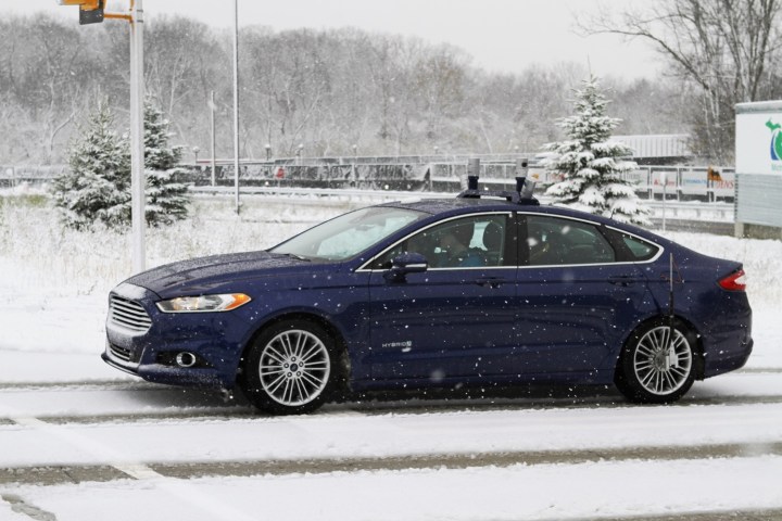 Autonomous Ford Fusion Hybrid winter testing