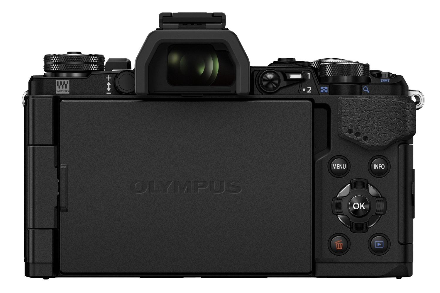 olympus e m5 mark ii puts focus movie stabilization 40 megapixel photos m5markii blk back lcd close