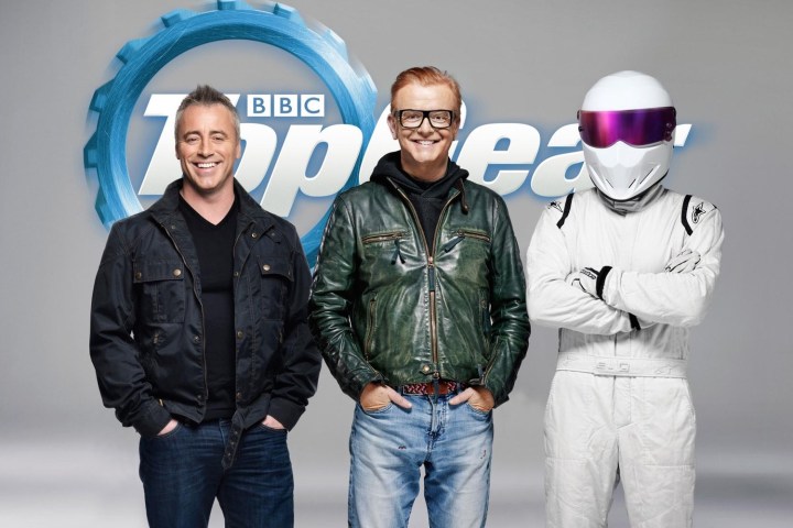 Top Gear hosts Matt LeBlanc, Chris Evans, The Stig