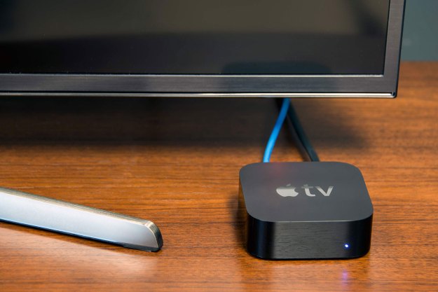 An Apple TV connected to a TV.