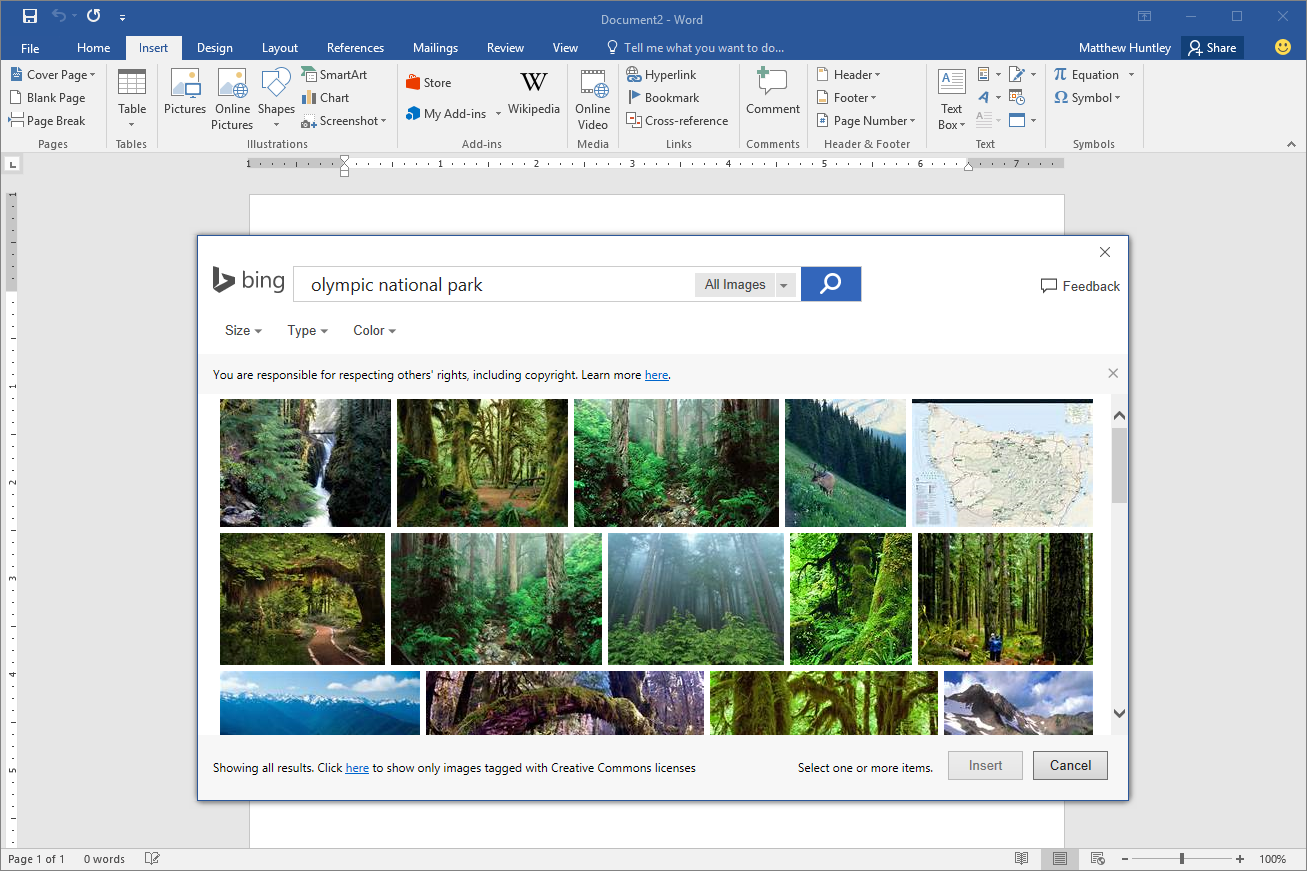 bing image search integration to office olympicnationalpark