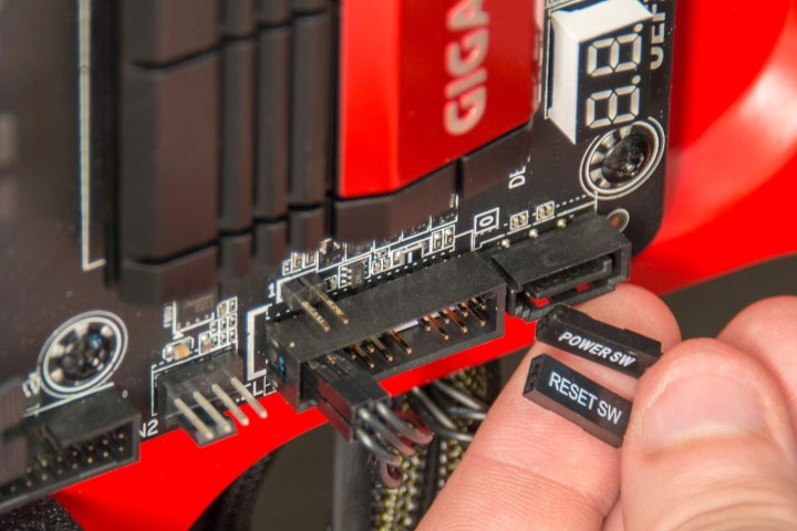 PC front panel connectors.