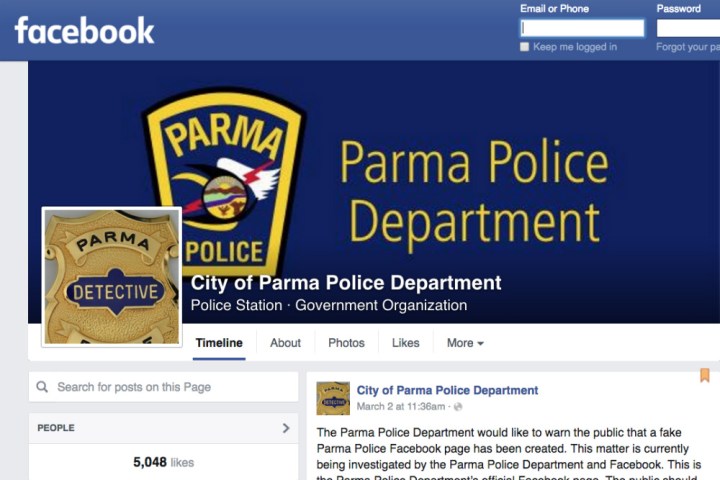 facebook cops imitation page parma police