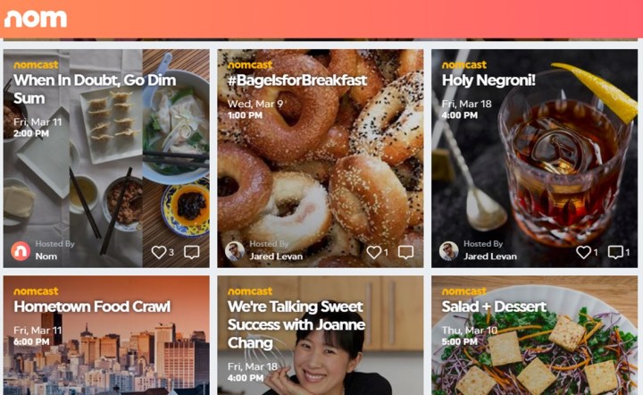 nom live video app foodies streams