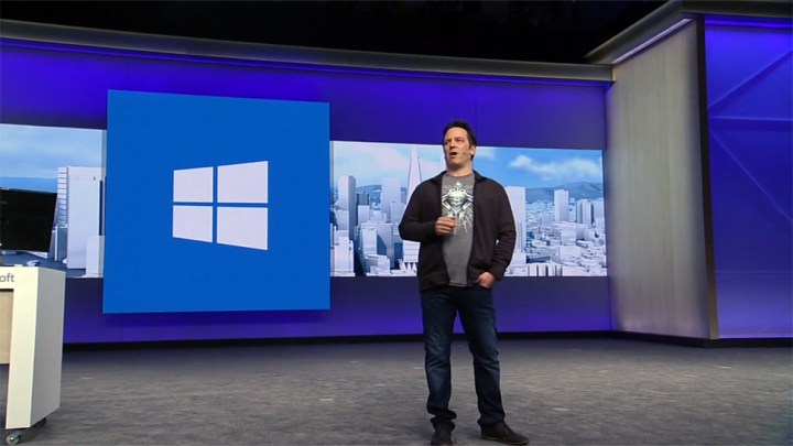 Phil Spencer giving a presentation at Microsoft Build.