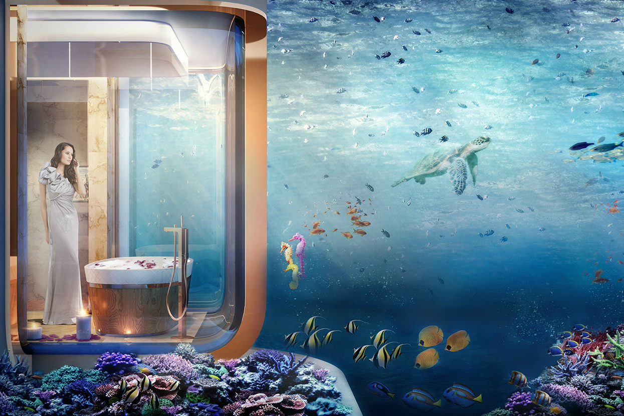 dubai floating seahorse underwater rooms apartment