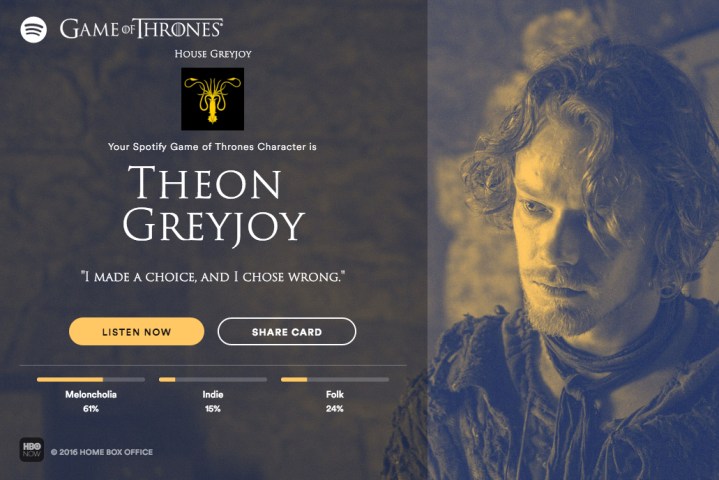 spotify launches new game of thrones feature