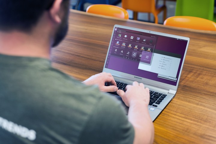A person using a Linux laptop.