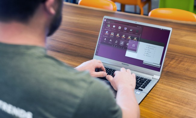 A person using a Linux laptop.