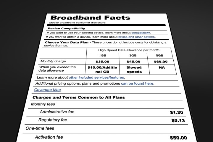 fcc suggests nutrition labels broadband carriers facts