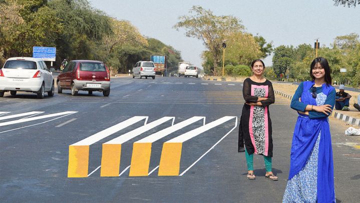 Optical illusion paintings on roads slow dangerous traffic