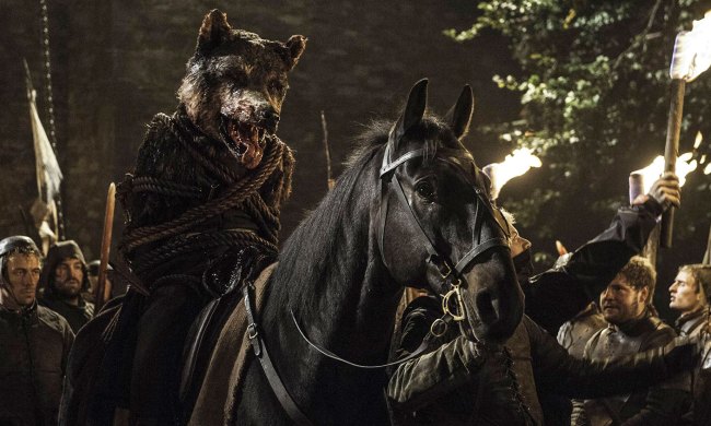 Robb Stark's body with his direwolf's head in Game of Thrones.