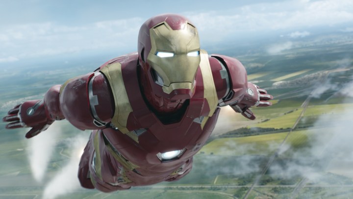 Iron Man flies in Captain America: Civil War.
