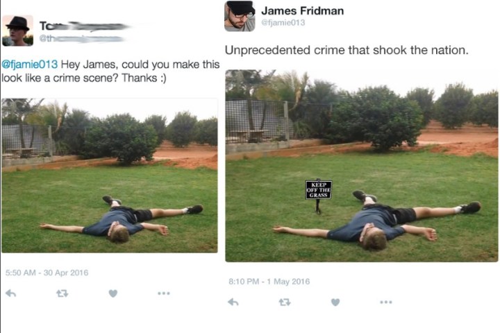 Man hilariously photoshops sent in images and posts to Twitter.