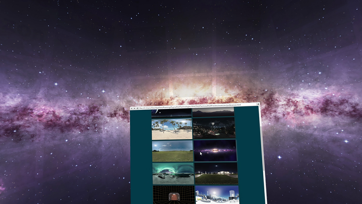 space virtual reality office 1 change background galaxy