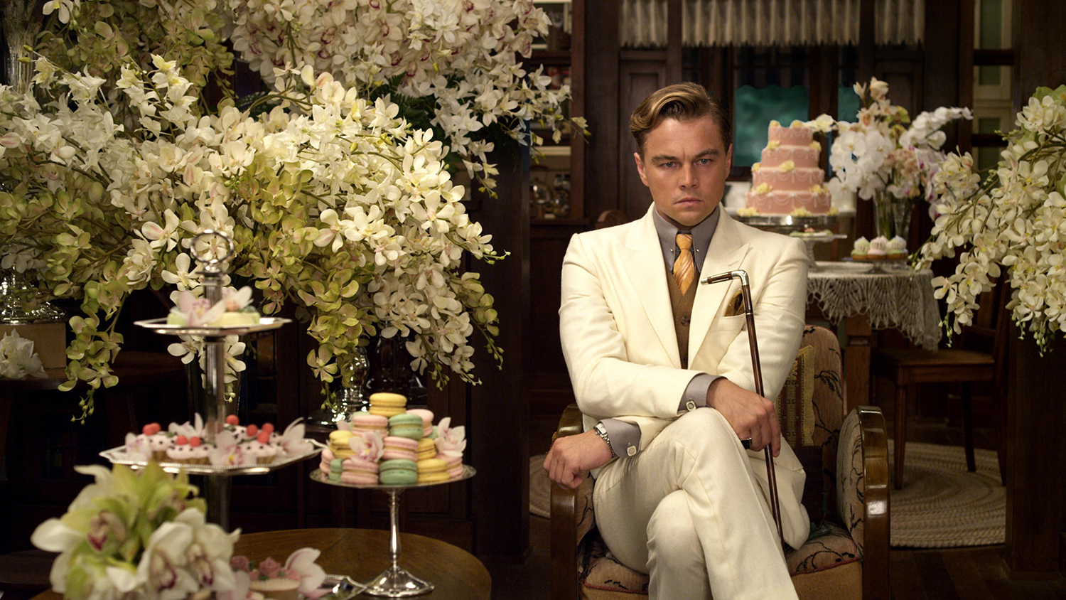 Jay Gatsby sits in anger in The Great Gatsby.