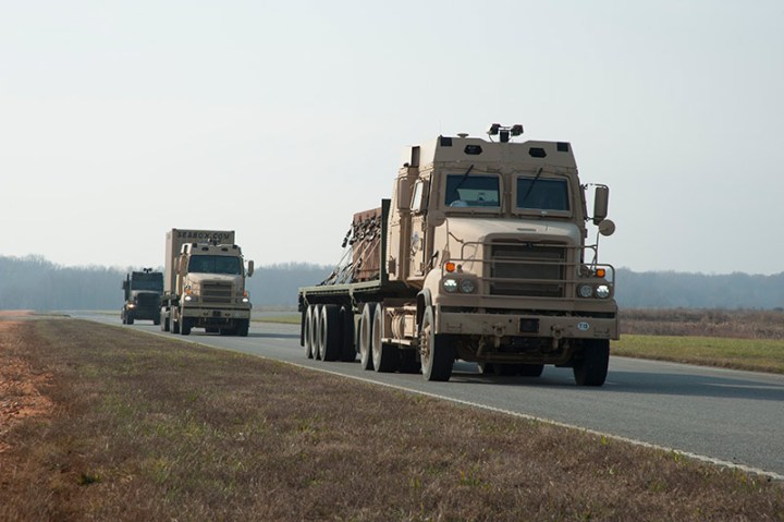 army self driving trucks us on road