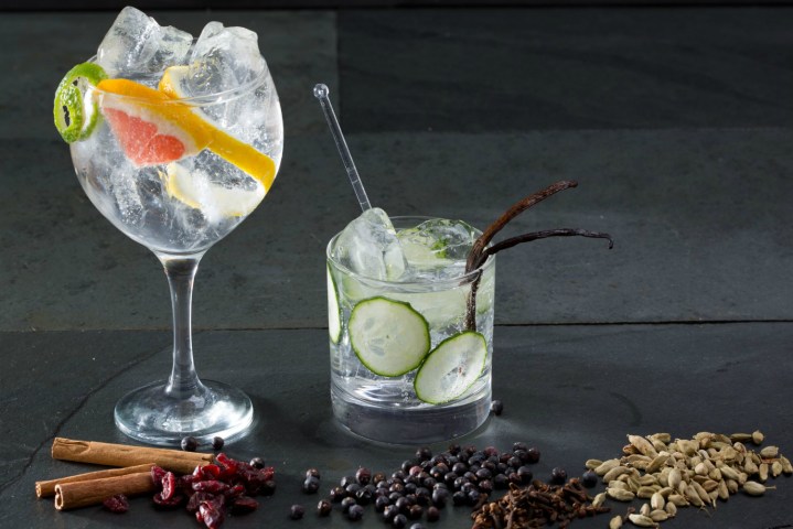 make cocktails with sous vide gin and tonic botanicals juniper
