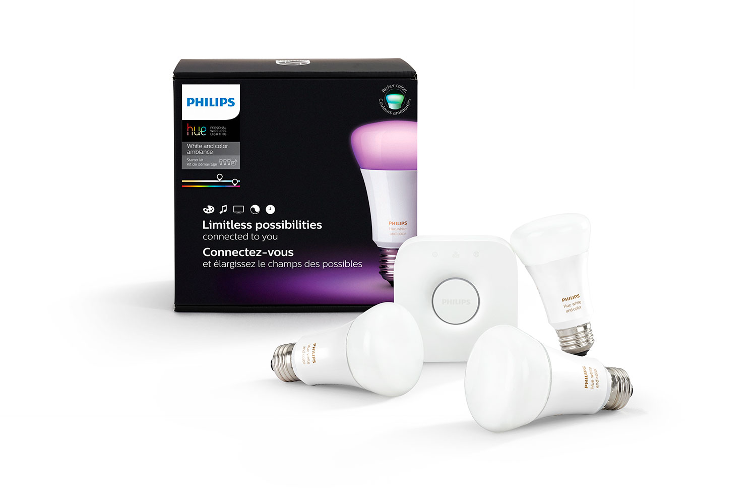 philips hue motion sensor lighting white  color ambiance starter kit box shot