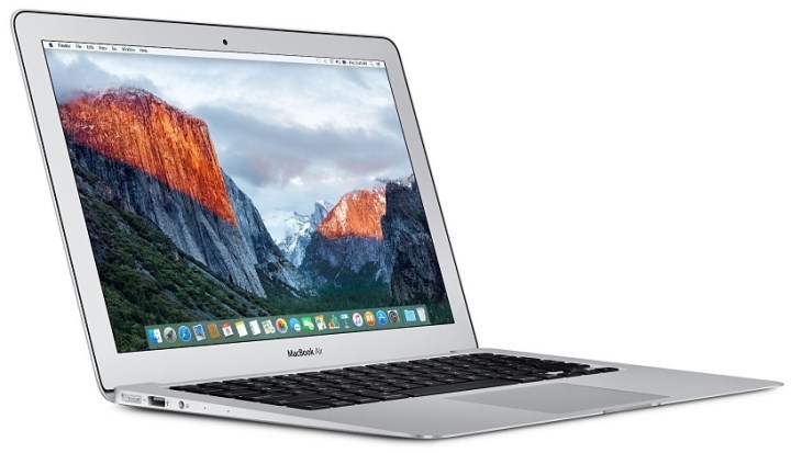A MacBook Air on a white background.