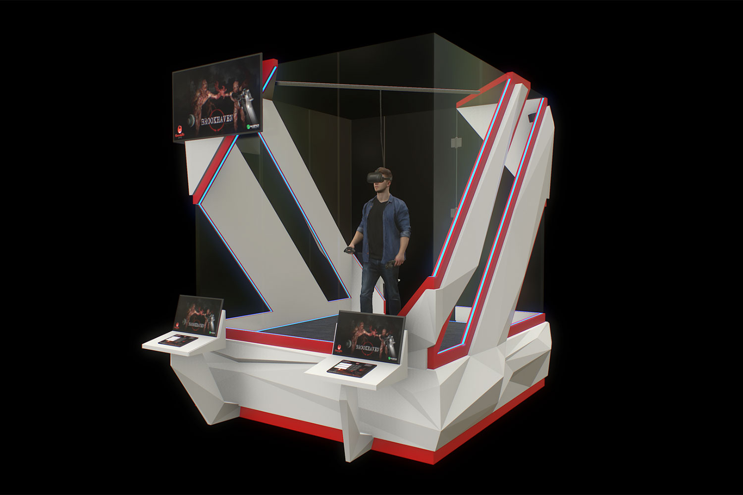 climb into this glass box in a vegas casino to play vr games for cash bets gamblit 3