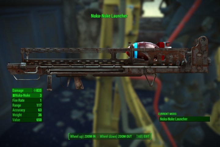 The Nuka-Nuka Launcher weapon from Fallout 4. 