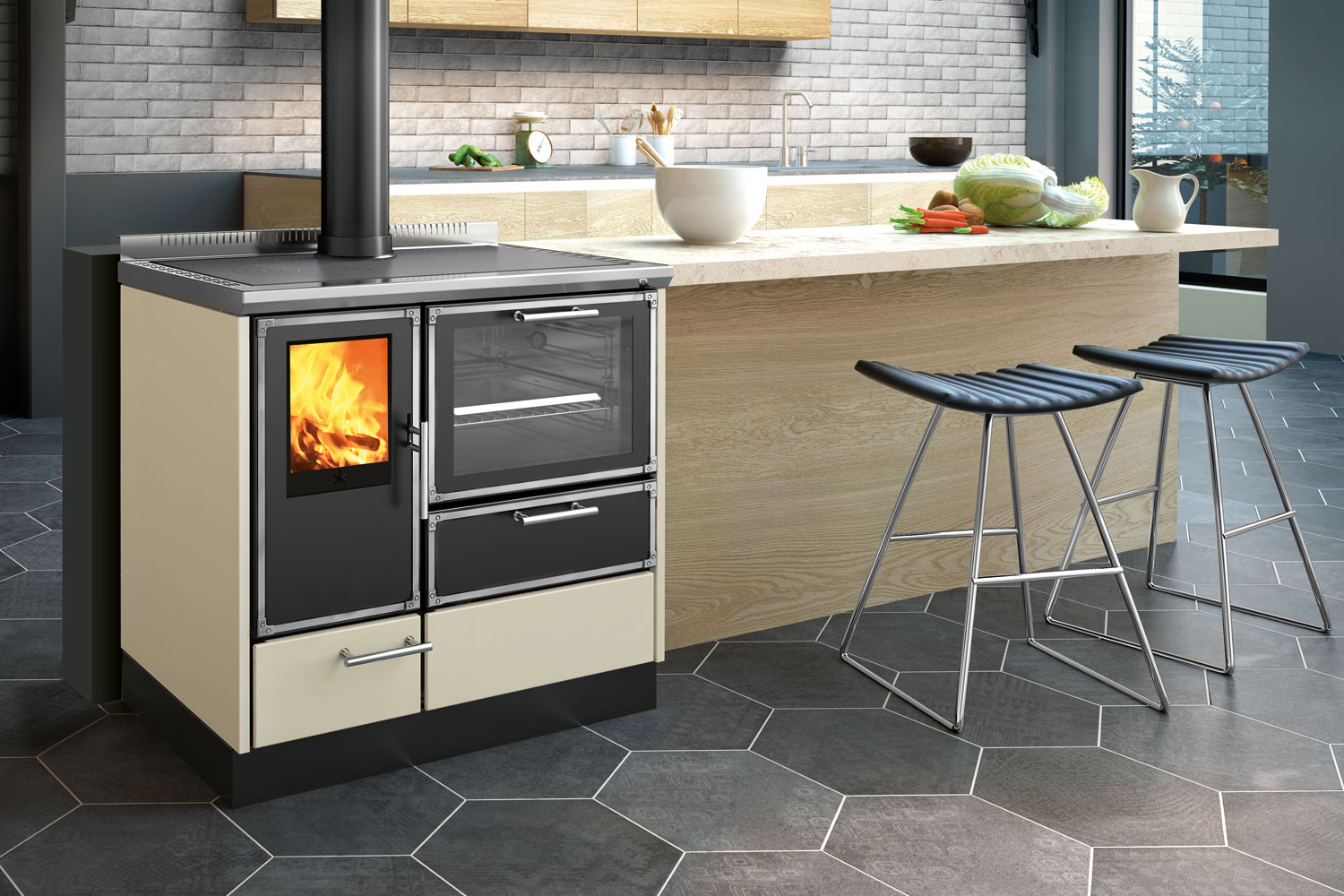 kitchen kamin wood stove oven envirolution stoves ke 90 h