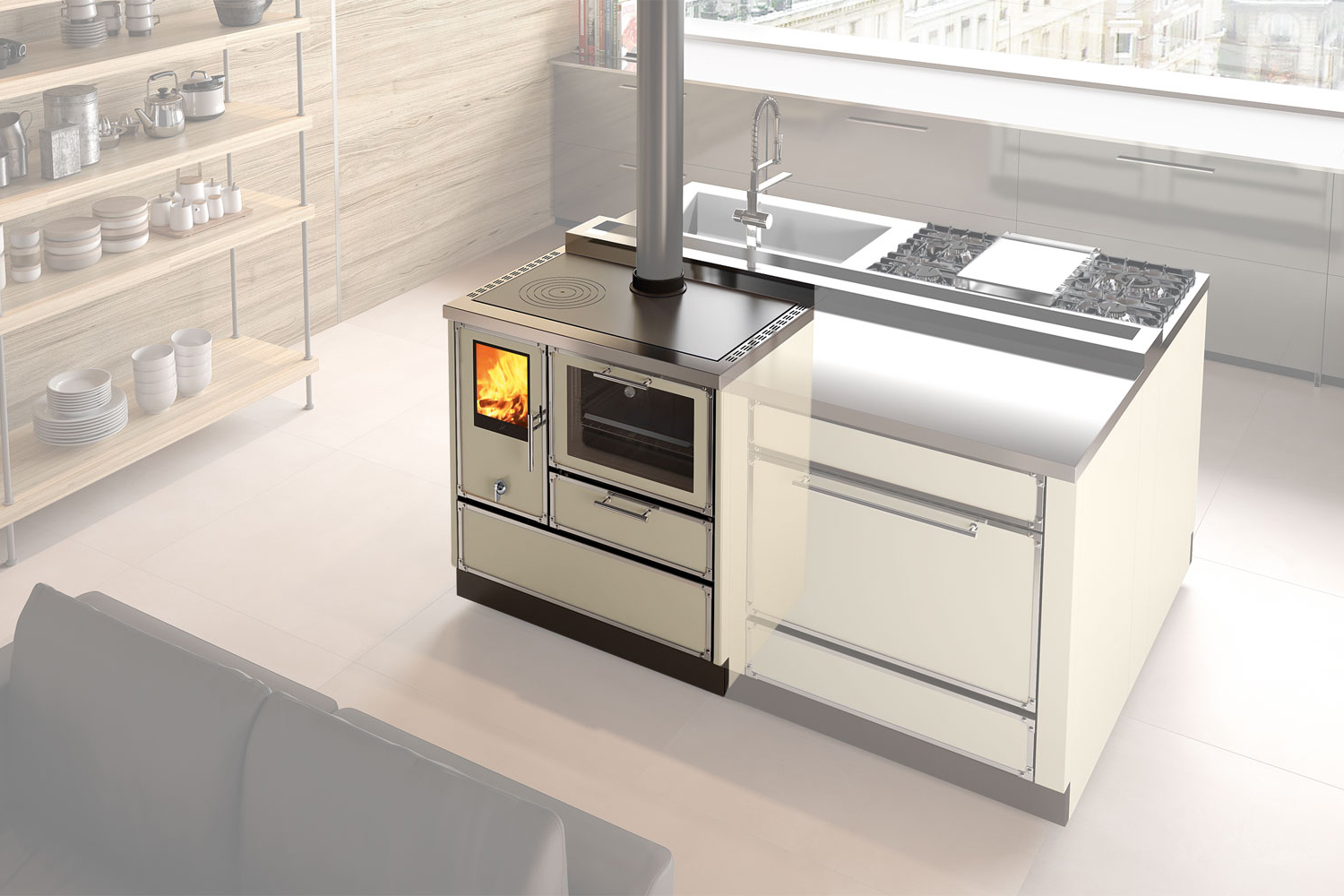 kitchen kamin wood stove oven envirolution stoves kk isola trasparente