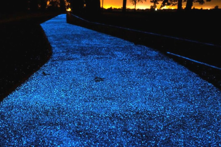 glow in the dark bike lane polish path