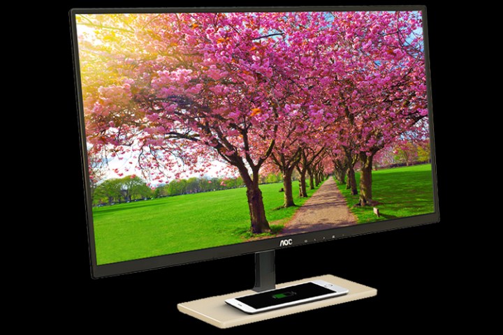 aoc p2779vc display desktop qi wireless charging included monitor