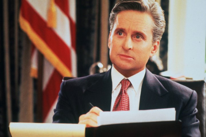 Michael Douglas como o presidente Andrew Shepherd, o presidente americano (1995)