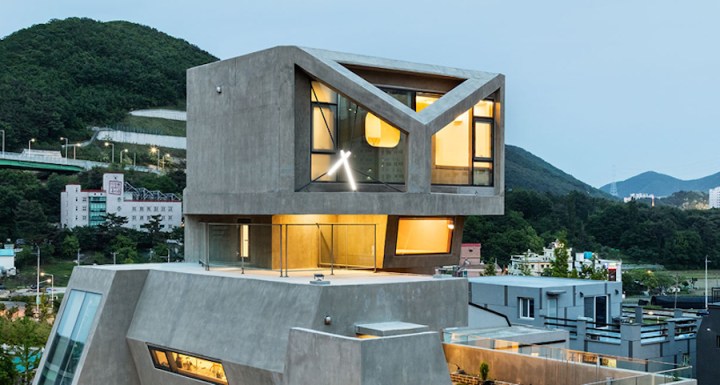 moon hoon owl home shaped concrete house in south korea 0