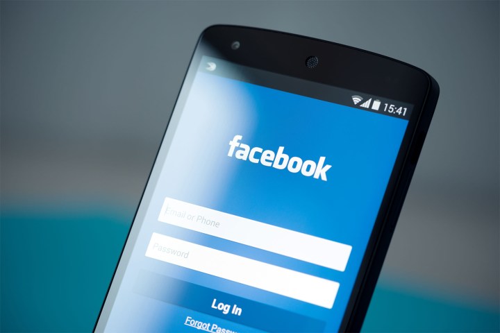 The Facebook log in screen displayed on a smartphone.