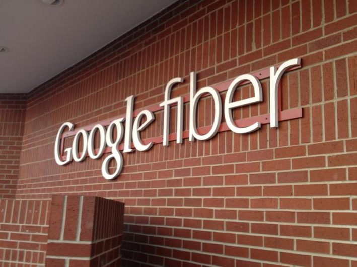 Google Fiber logo on wall