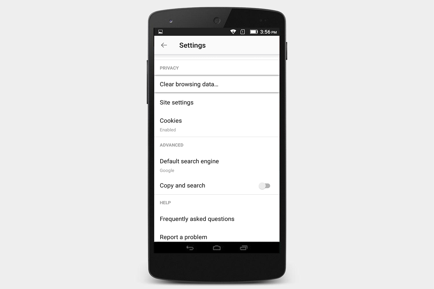 opera clear browsing data android