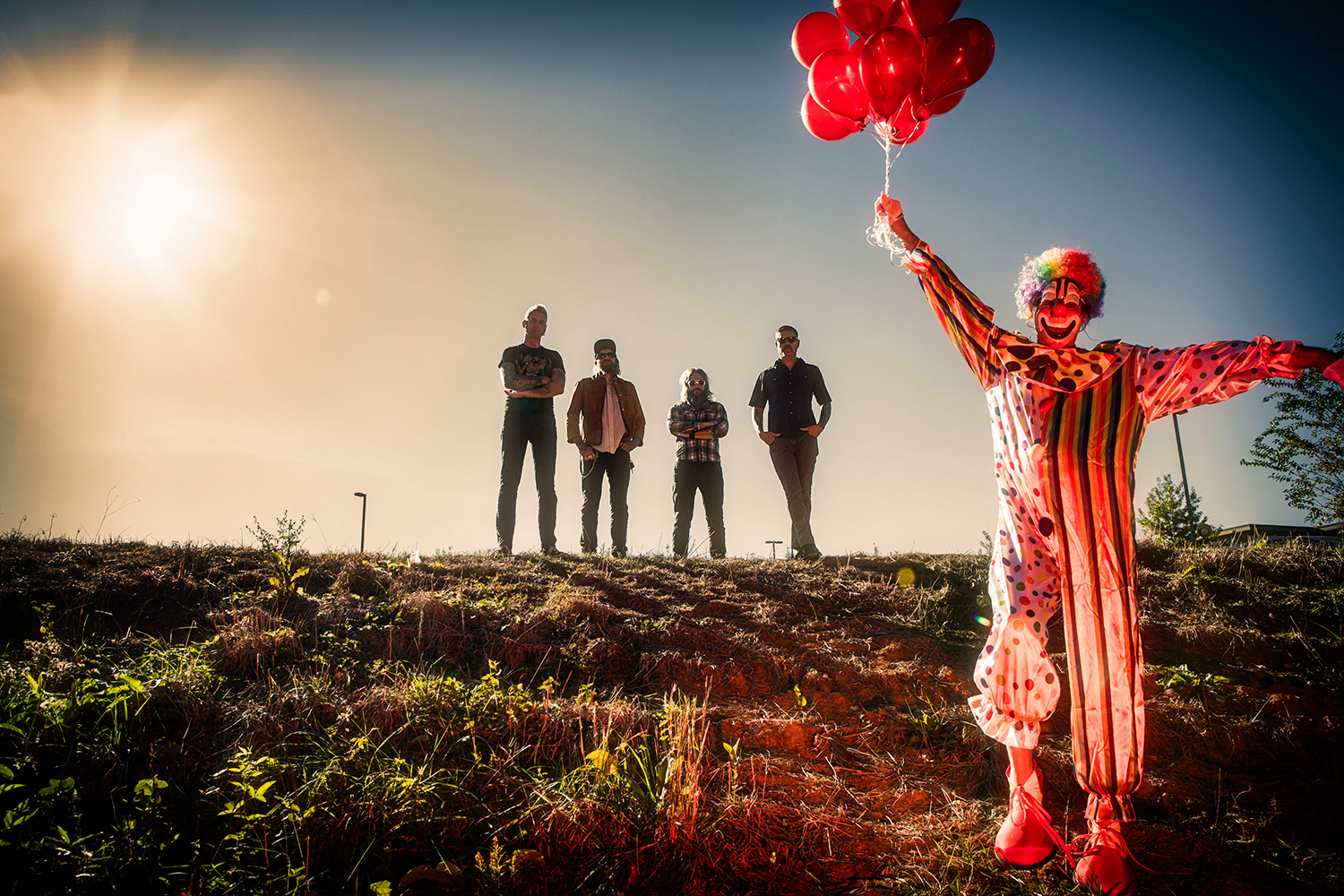 mastodon interview  2017 band shot with clown balloons photo by jimmy hubbard