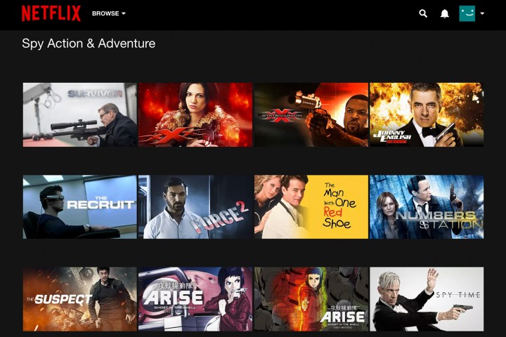Several titles to choose from in the Netflix app.