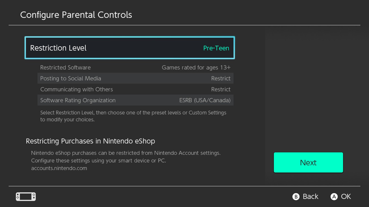 how to set parental controls on the nintendo switch pre teen restrictions