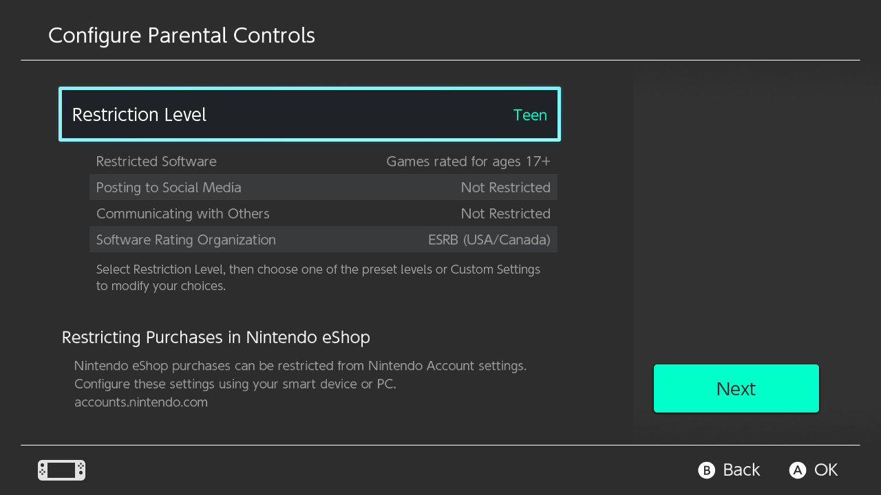 how to set parental controls on the nintendo switch teen restrictions