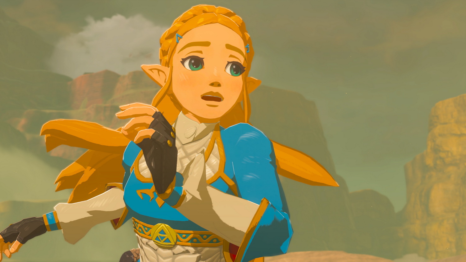 Princesa Zelda executando a revisão de The Legend of Zelda Breath of the Wild