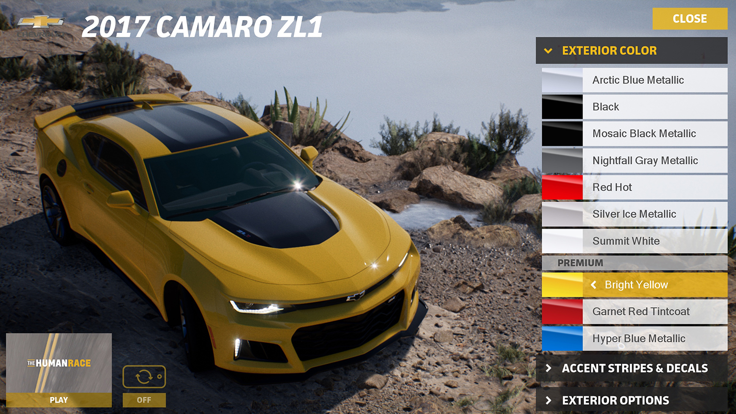 epic games unreal engine 4 powers new chevrolet car customizer camaro configurator bright yellow