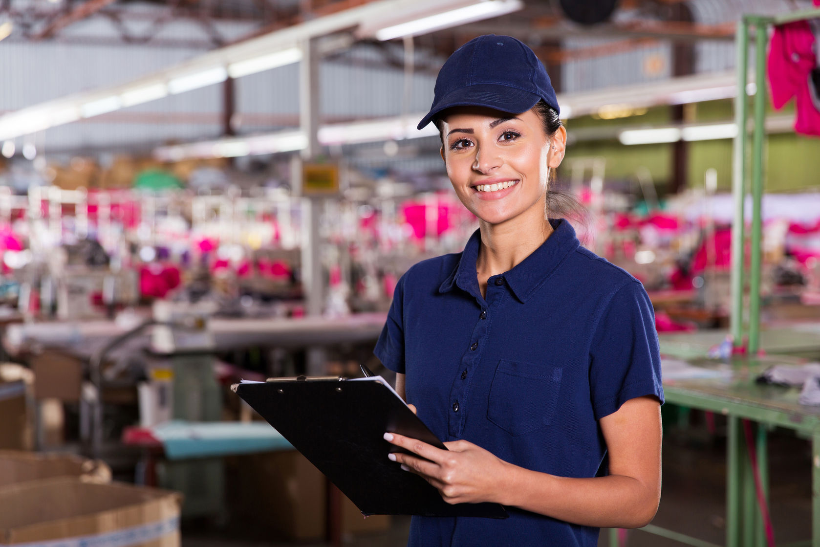amazon patent clothing on demand factory 32754477  beautiful female worker with clipboard