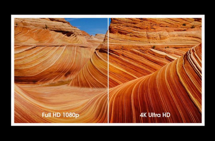 A side-by-side comparison of 1080p vs 4K resolution.