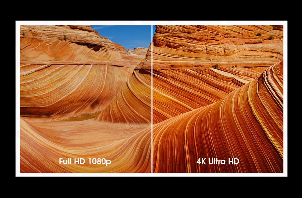 1080p बनाम 4K रिज़ॉल्यूशन की एक साथ-साथ तुलना।
