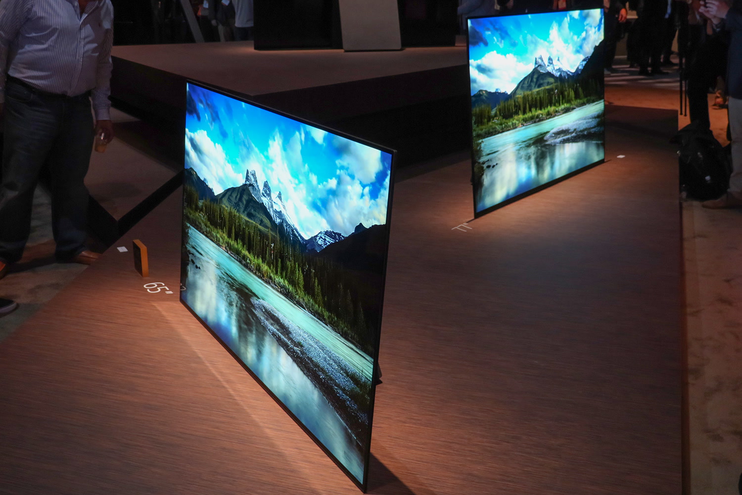 A Sony OLED TV photographed from the side to demonstrate its viewing angle. 