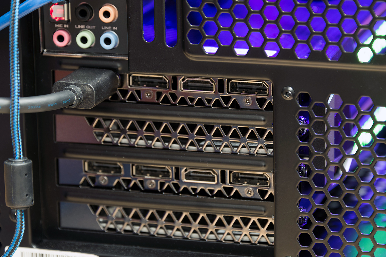 How To Connect Your Computer To A TV Digital Trends Origin Neuron Gaming Desktop Review Rear Ports Detail 