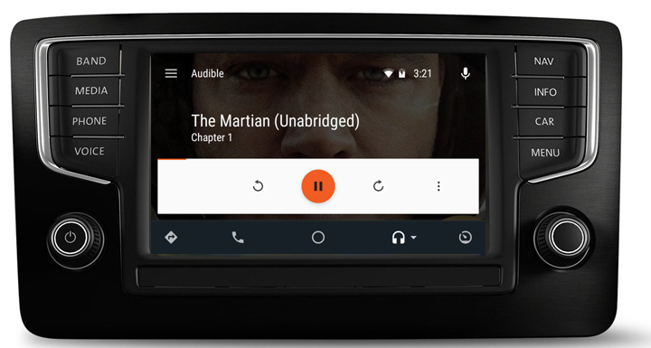 Interface audível do Android Auto.
