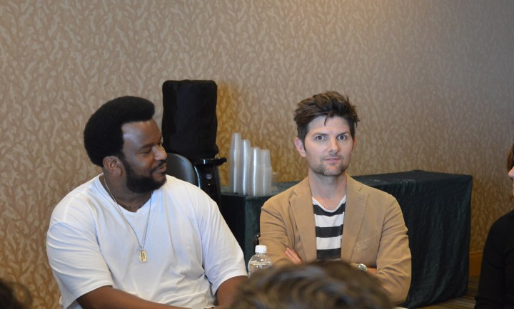 Craig Robinson and Adam Scott at the Ghosted Press Room San Diego Comic-Con 2017
