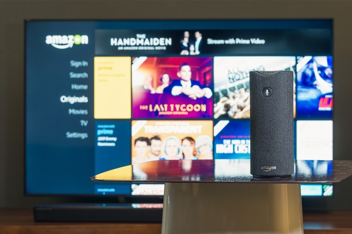 Alexa in front of Amazon Video app on a 4K Display